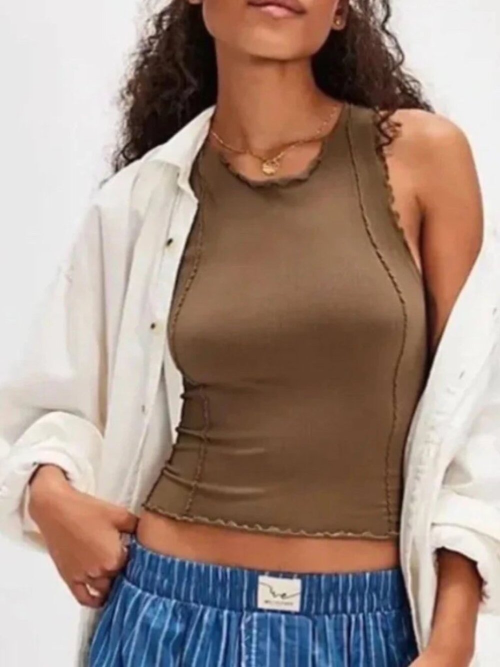 FREE PEOPLE Better This Way Tank Top Green Women's Size Medium High Neck Lettuce